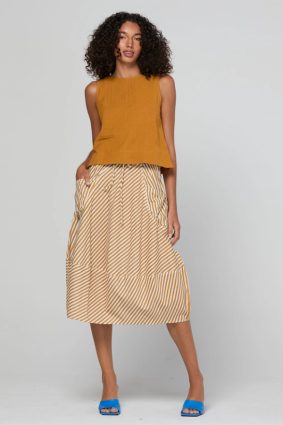Boom Shankar Guru Skirt Mustard Stripe cotton linen skirt