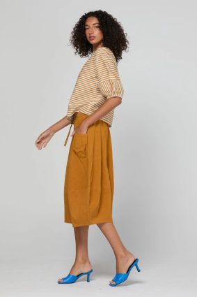 Boom Shankar Guru Skirt Turmeric cotton linen skirt