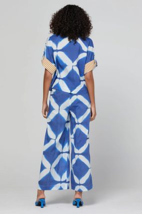 Boom Shankar Maui Shirt Block Print Mediterranean blue geometric print cotton shirt
