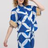 Boom Shankar Maui Shirt Block Print Mediterranean blue geometric print cotton shirt