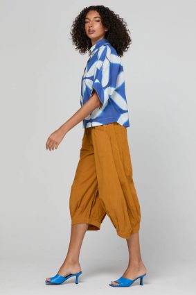 Boom Shankar Maui Shirt Block Print Mediterranean blue geometric print cotton shirt