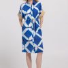 Boom Shankar Maui Shirt Dress Block Print Mediterranean blue geometric print cotton dress