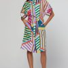 Boom Shankar Maui Shirt Dress Liquorice Stripe in multicoloured cotton seersucker with rope waist tie