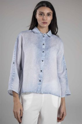 Elemente Clemente Blouse Tege Bleach Denim with relaxed boxy silhouette