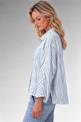 Elemente Clemente Blouse Tege Glacier in lightweight ice-blue linen