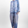 Elemente Clemente Naipun Blue Denim Jacket with relaxed boxy silhouette and fine vertical pinstripes