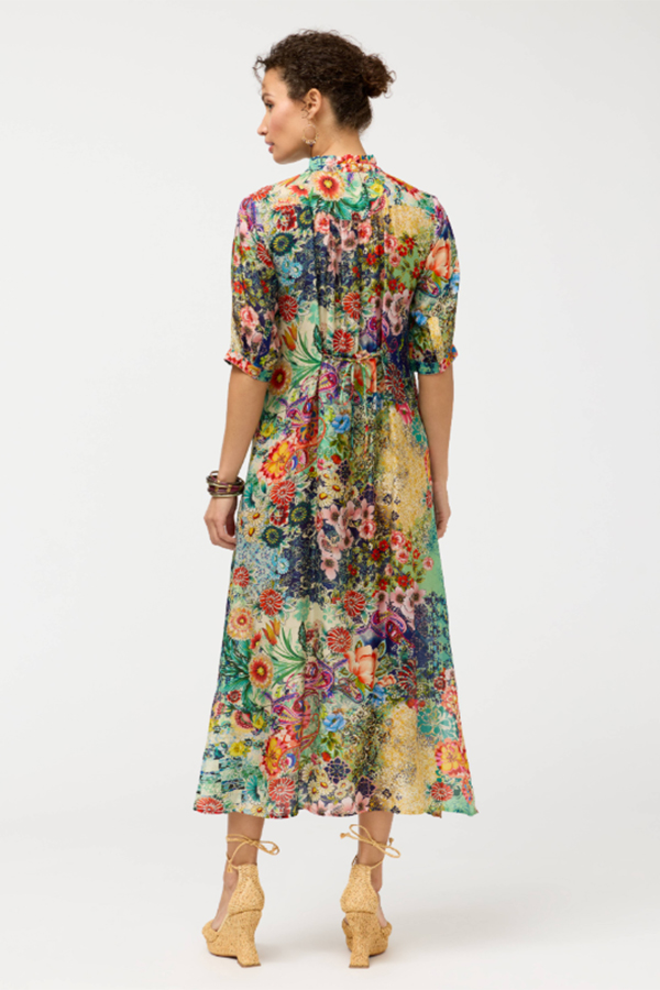 Johnny Was Midaxi Shirt Dress Carlina front view showcasing button-front design and long sleeves
