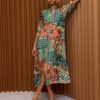 Johnny Was Midaxi Shirt Dress Carlina front view showcasing button-front design and long sleeves