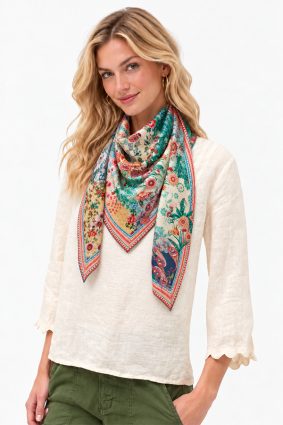 Johnny Was floral print Carlina silk scarf in multi-color
