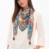 Johnny Was floral print Lorette silk scarf with border detail