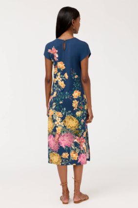 Johnny Was The Janine Favorite Keyhole Tee Dress Ballardi with floral print and keyhole neckline