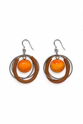 Jolly Venezia orange drop earrings made with Venetian glass beads