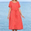Kokomarina Miyani Dress Coral midi dress with rounded neckline