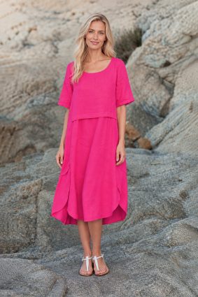 Kokomarina Noba Dress Fuschia relaxed layered midi dress