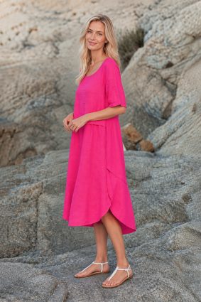 Kokomarina Noba Dress Fuschia relaxed layered midi dress