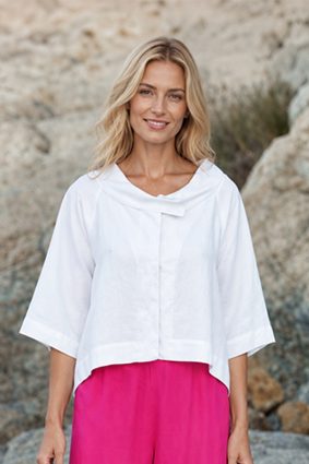 Kokomarina Plissa Jacket White cropped open-front jacket
