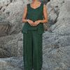 Kokomarina Yuka Short Pant Khaki relaxed wide-leg cropped trousers