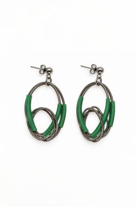 Materia Design artisan grass green statement earrings made in Italy