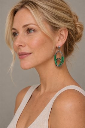 Materia Design artisan grass green statement earrings made in Italy
