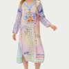 Me369 Violet V-Neck Dress Runic Whspr with printed chakras and mantra typography