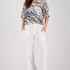 Monari tiger print knit sweater in coffee and cream tones with relaxed silhouette and round neckline