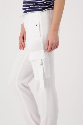 Monari relaxed-fit cream lyocell blend pants with elasticated drawstring waist and ankle cuffs