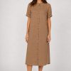 Mos Mosh Arleth SS Linen Dress PTF Oak in breathable neutral linen