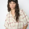 Mos Mosh check button-up shirt in neutral cowhide tone