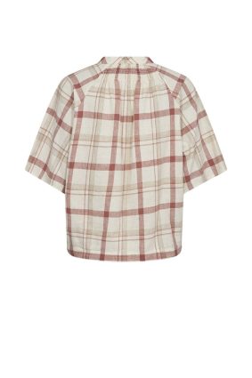 Mos Mosh check button-up shirt in neutral cowhide tone