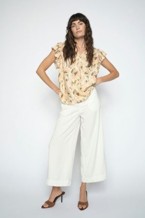 Mos Mosh white cotton blend summer pants