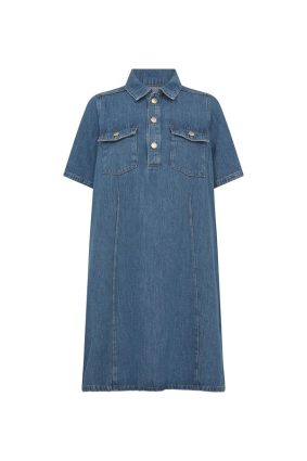 Mos Mosh mid blue cotton denim shirt dress