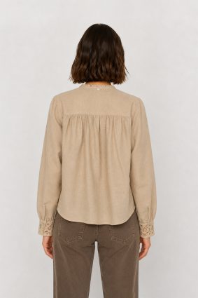 Mos Mosh Evanda LS Blouse Twill with broderie anglaise detailing