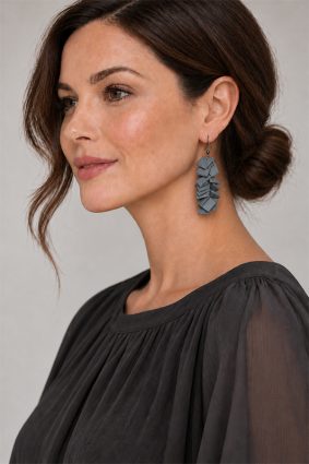 Neo Flat pearlgrey square neoprene drop earrings