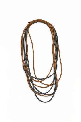Neo grey and tan contemporary neoprene statement necklace