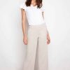 UP! Pants Linen Effect Techno Wide Leg Cropped Pant in Natural Linen