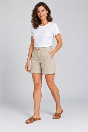 White Stuff Heidi light neutral cotton blend chino shorts