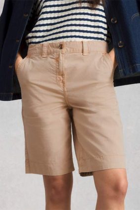 White Stuff Heidi light neutral cotton blend chino shorts
