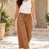 White Stuff Lauryn mid tan cotton poplin cropped wide leg trousers